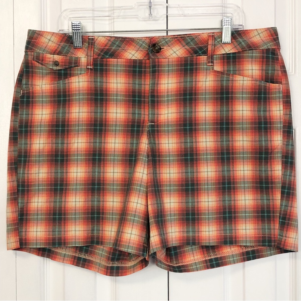 Lee Orange Multicolor Madison Plaid Print Natural Fit Shorts 16
